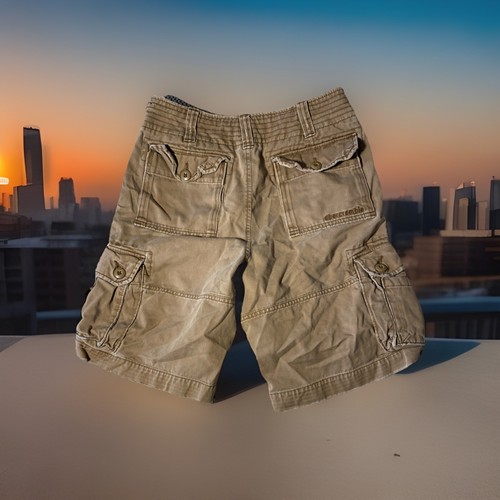 Abercrombie Fitch Cargo Shorts 75654 Kids Size 14 Brown Cotton Draw String Y2K