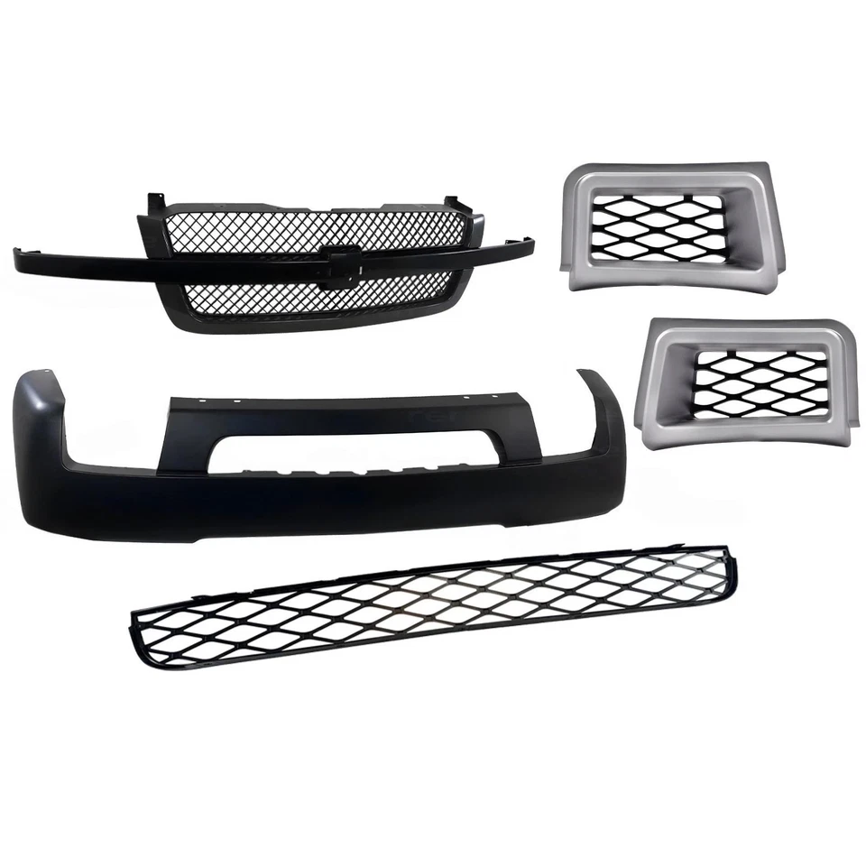Front Bumper Cover Primed & Grille Assembly Kit For 2003-07 Chevy Silverado 1500 - Изображение 2 из 4