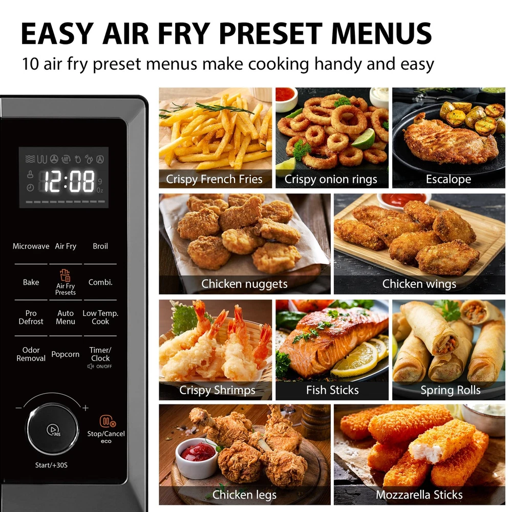 8-in-1 Air Fryer Microwave Combo with Convection & Broil