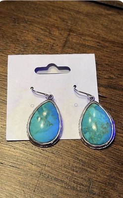 Grace & Heart G&H Rancho Sterling Silver Turquoise Earrings Jewelry 1 1/4'' E1553