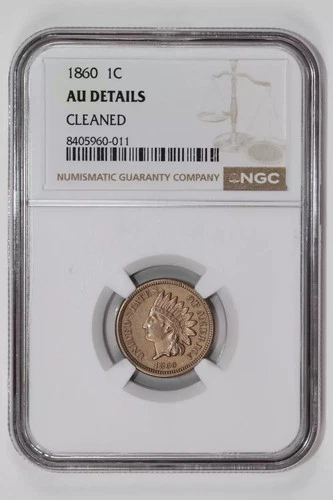 1860 INDIAN CENT NGC AU DETAILS