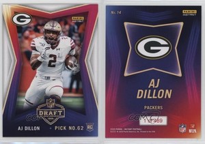 2020 Panini Instant NFL Draft Night /489 AJ Dillon #14 Rookie RC
