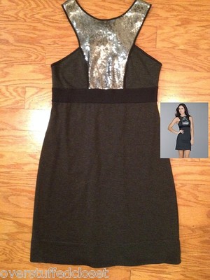 NWT $118 Chelsea & Violet "Rock'n Velvet" Sequin Halter Dress Charcoal  LARGE | eBay