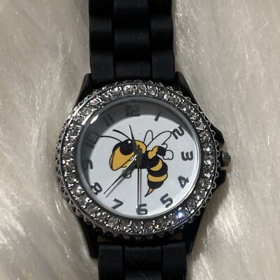 Georgia Tech Yellow Jackets Black Silicone Band Watch  Unisex One Size Fits Most