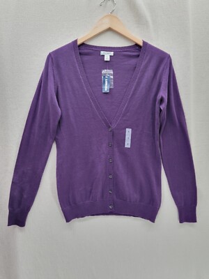 Old Navy Heavy Cardigan Sweater Womens NWT Old Navy Purple Button