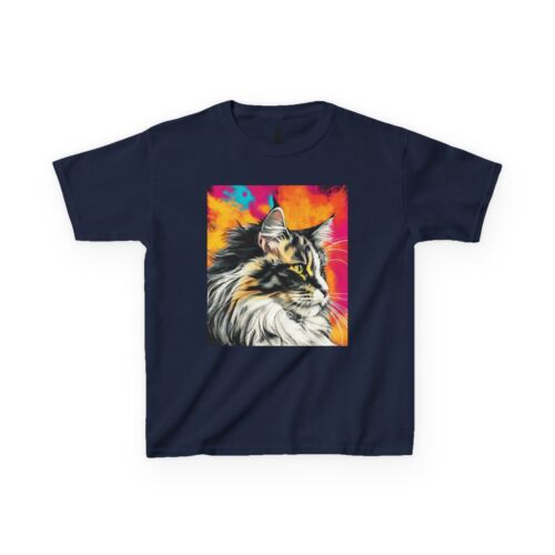 Colorful Cat Kids T-Shirt, Norwegian Forest Cat, Fun Tees for Animal Lovers - Picture 94 of 121