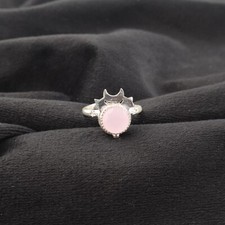 Natural Rose Chalcedony Gemstone 925 Sterling Silver Jewelry Handmade Women Ring