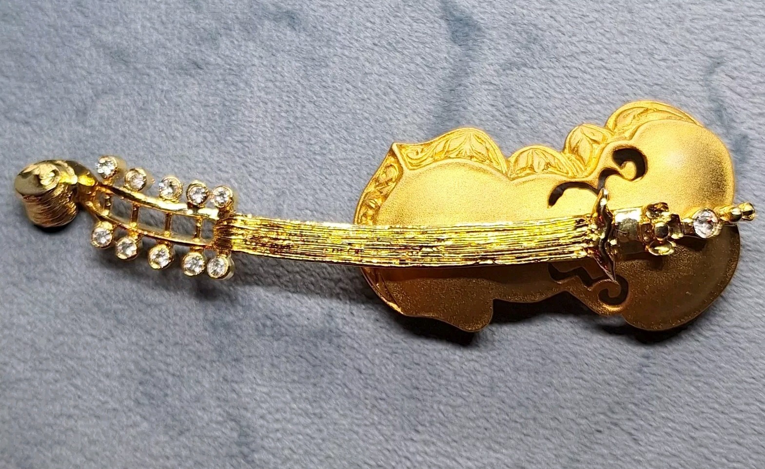 Tona String Instrument Rhinestone Gold Brooch-Vio… - image 13
