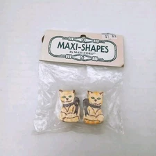 Cat Macrame Bead Painted Wood Maxi Shapes Animal Maxi Cord Chunky Package Of 2