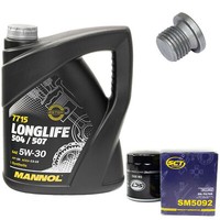 MotoröL Set 5W30 5 Liter + ÖLfilter SM 5092 + Schraube FüR VW Transporter V Bus