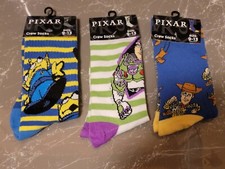 3 NEW Disney Pixar Toy Story Adult Crew Socks,Size 9-13