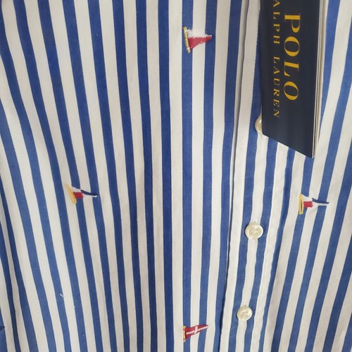 Polo Ralph Lauren Sailing Flag Striped Cotton Poplin Shirt Boys Size 8 - Picture 4 of 5