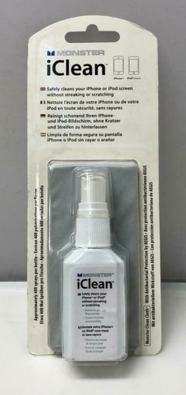 NEW Monster iClean Screen Cleaning Solution w/ Microfiber Cloth for iPod iPhone 