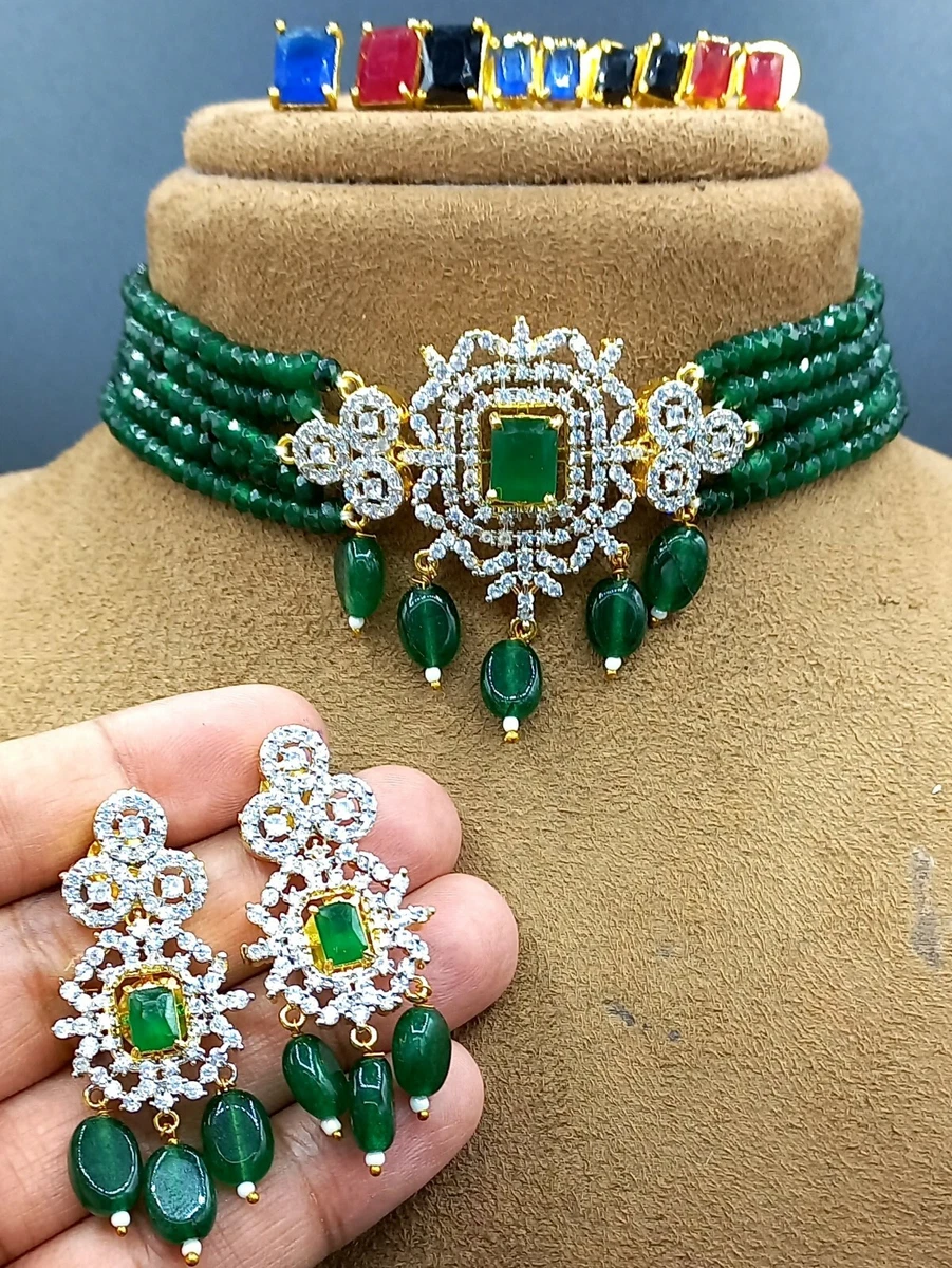 21K Pakistani Choker Set with Fresh Water Pearls Emerald & Ruby - 21K GOLD  JEWELLERY IN DUBAI 21K GOLD NECKLACE SET 21K PAKISTANI NECKLACE SET GOLD  SET IN DUBAI SHARJAH GOLD SOUQ