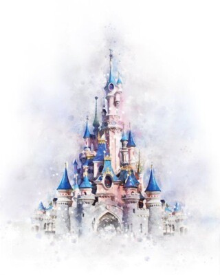 Disney Castle Watercolor Print About 8”x10” Choose Option