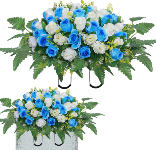 Artificial Cemetery Flower Saddles, Rose Headstone Flower Saddle Outdoor Grave D