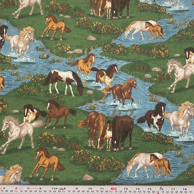 Vintage Horses Springs Industries Cotton Fabric by the HALF YARD