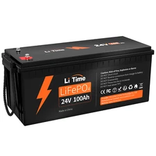 Litime 24V 100Ah LiFePO4 Lithium Battery BMS Deep Cycle for Off-grid Solar Boat