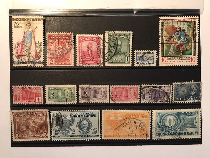 16 COLOMBIA STAMPS Used Stamps 1939 # 467 469 822 c225 ETC. SEE PHOTOS! LRG LOT