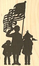 FLAG CREW SILHOUETTE Wood Mounted Rubber Stamp IMPRESSION OBSESSION E13447 New