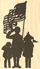 FLAG CREW SILHOUETTE Wood Mounted Rubber Stamp IMPRESSION OBSESSION E13447 New