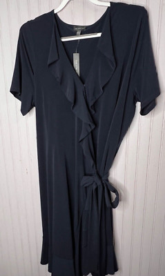 The Limited Womens DRESS 1X Blue Tie Ruffle Designer Career Quality NEW $109