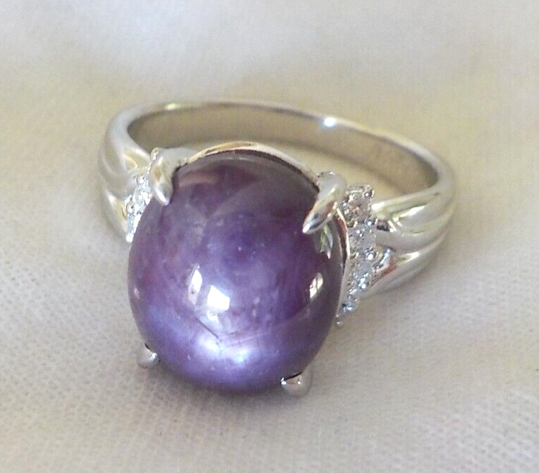 Solid Platinum Cherry Red Star Ruby Diamond Ring … - image 2