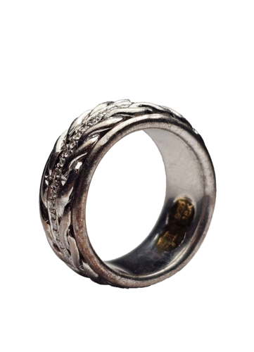 John Hardy 18K Yellow Gold & Sterling Silver Diamond Eternity Spinner Ring-SZ 6 - Picture 4 of 9
