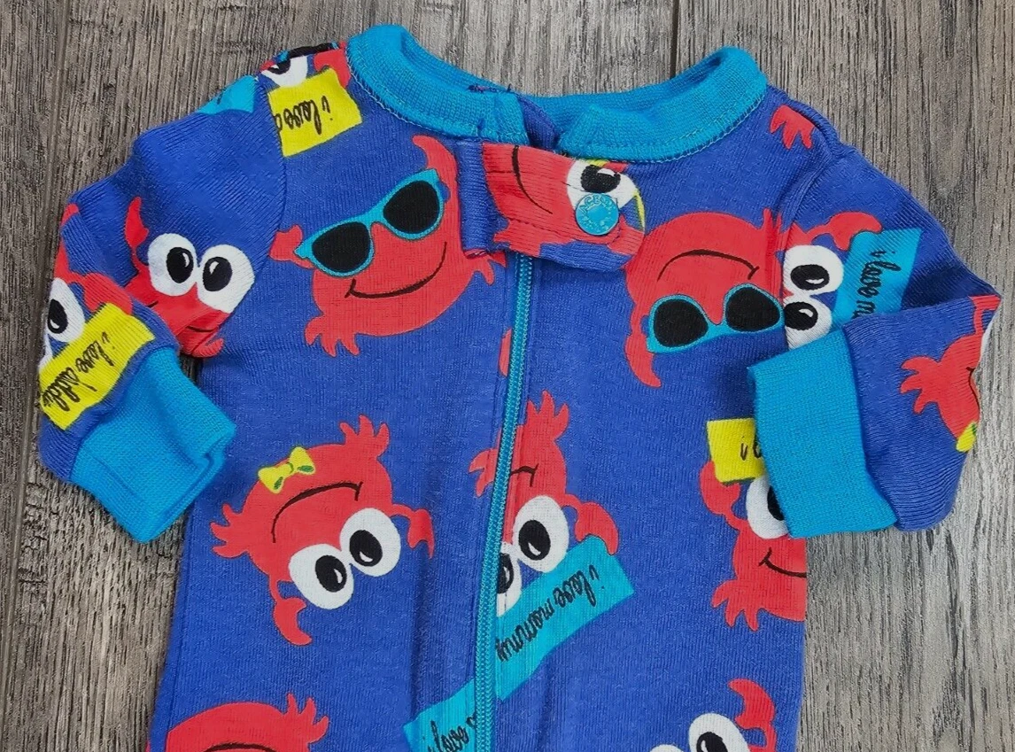 Baby Boy Clothes Children s Place Preemie to 7lbs Blue Crab Footed Outfit