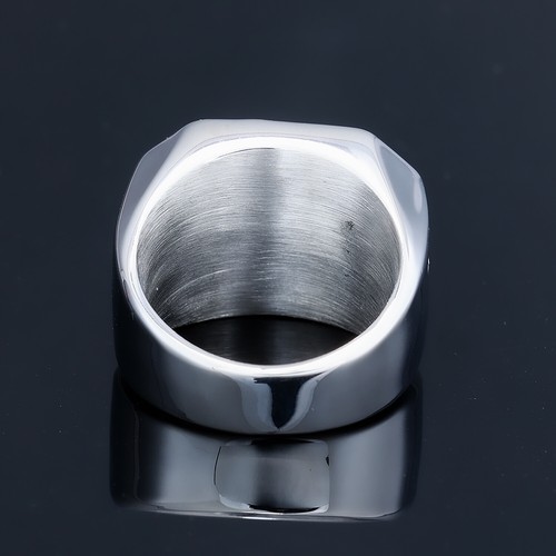 Big Cubic Zirconia Stainless Steel Signet Ring Men's Wedding Bands Comfort Fit - Picture 5 of 6
