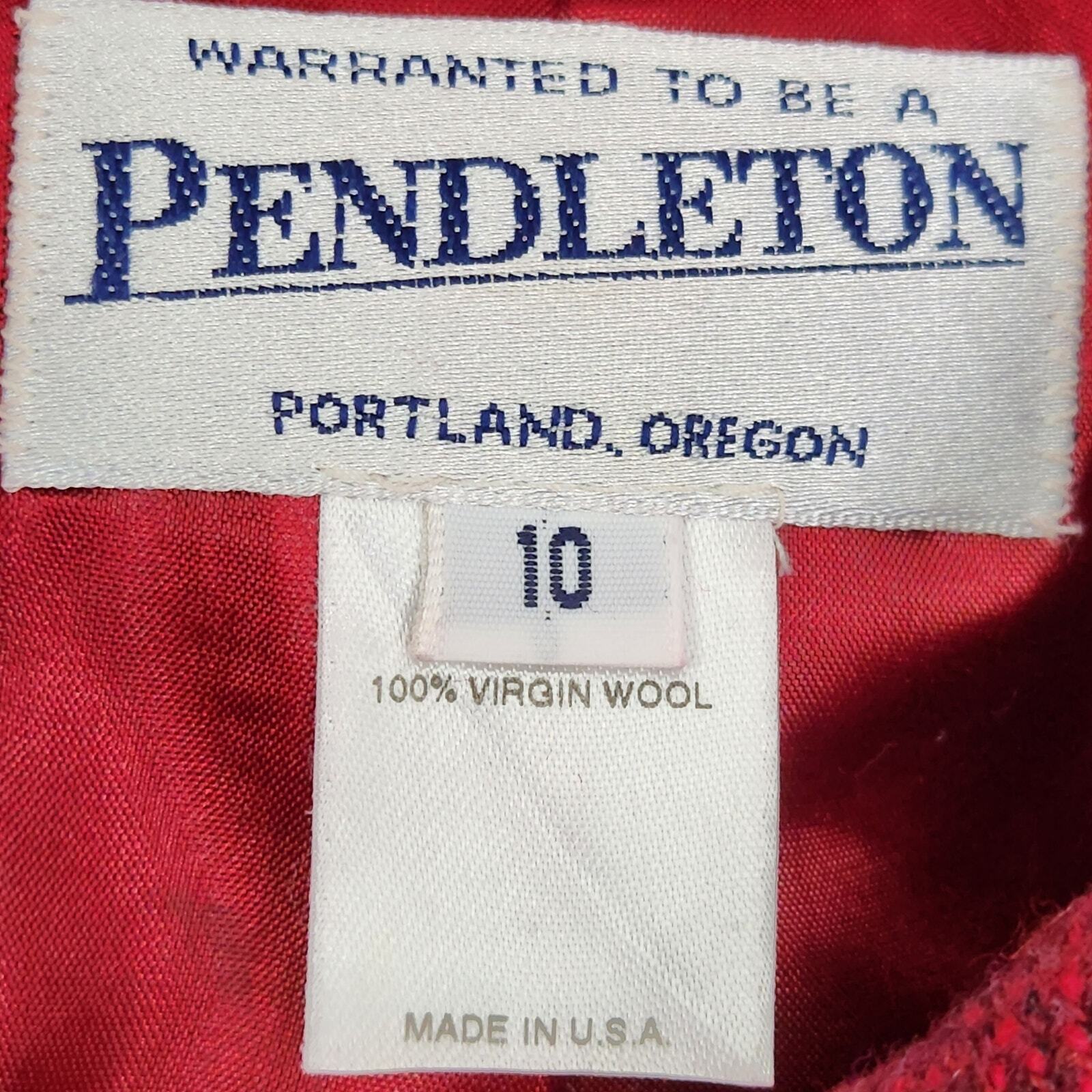 Pendleton 10 Red Herringbone Wool Button Down Bla… - image 10