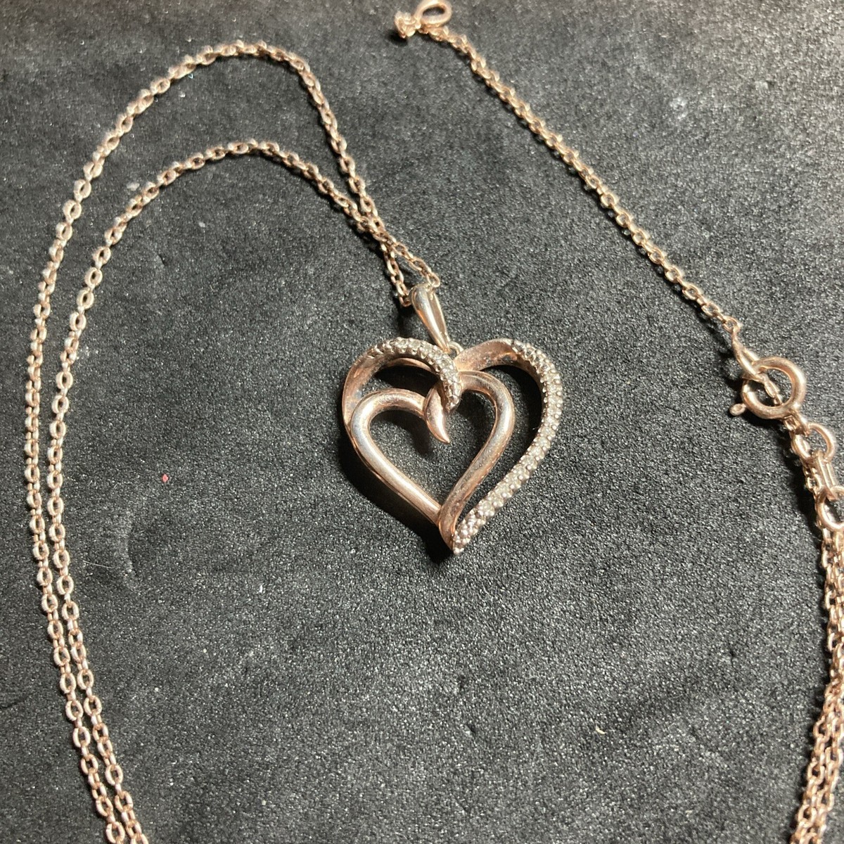 KA 1772 Italy Heart Necklace Gold Tone 925 Sterling Silver 16-18” B140