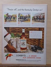 1948 magazine ad for Corby's Whiskey - Kentucky Derby Time, racing scenes