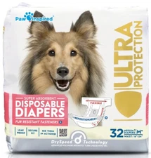 Paw Inspired 32ct Disposable Female Dog Diapers In Heat Ultra Protect Size Med+