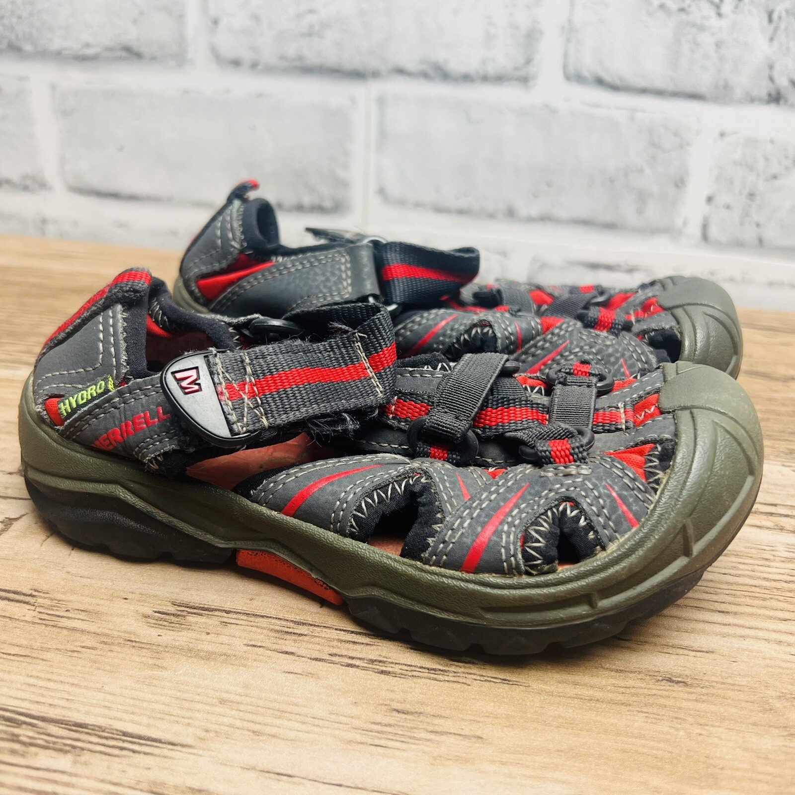 Sandali Merrell Hydro neri grigio rosso bambini scarpe bambini taglia 10 M