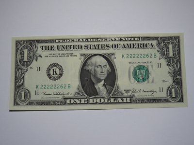 $1 1969 Near Solid Serial Number Federal Reserve Bank Note Bill