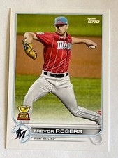 2022 TOPPS TREVOR ROGERS #24 ROOKIE PITCHER MIAMI MARLINS BASEBALL CARD. rookie card picture