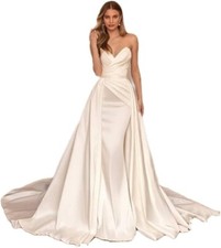 GREOENEL Amor 2 in 1 Detachable Train Wedding Dress Mermaid Princess Bride Gowns