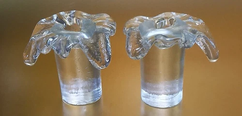 2 VTG BLENKO Art Glass, Don Shepherd "Ice Floe" Mid Century Modern Candlesticks