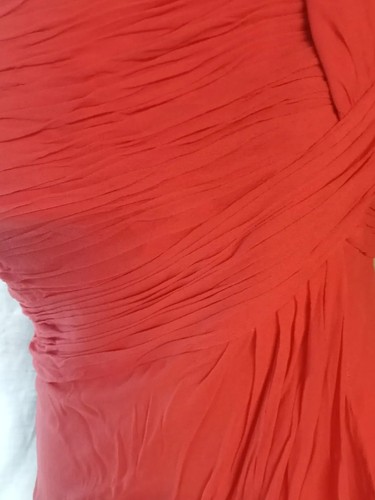 AG London women's Pure Silk Peach Feather formal Maxi Dress sz12 - Picture 4 of 6