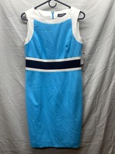 Nine West Womens Knee Length Mini Dress Teal Blue Sleeveless Scoop Neck Flare 2