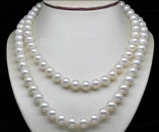 Charming Genuine 8-9mm White Freshwater Round Pearl Beads Necklace 35" AAA 