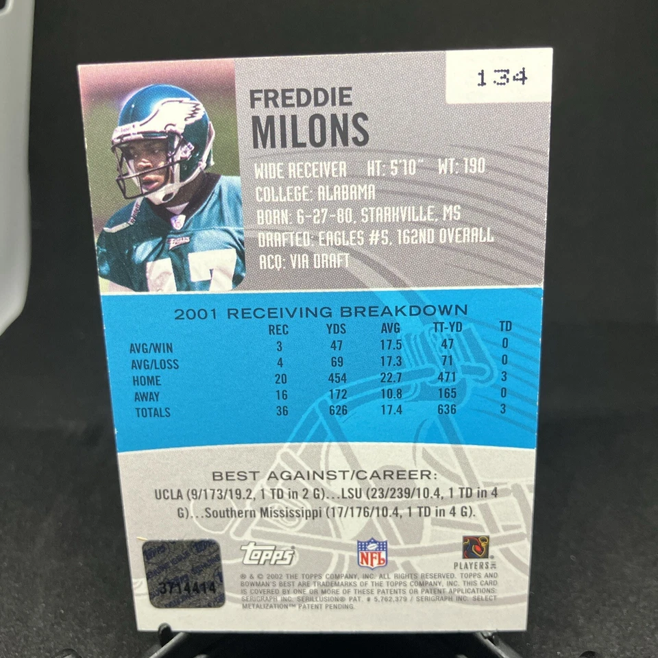 2002 Bowman's Best - #134 Freddie Milons (AU, RC) - Image 2 of 2