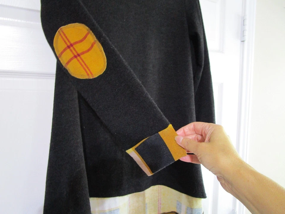 Женский свитер Gorilla Cat средний размер черная золотая нашивка с длинным рукавом высокий низкий подол - Изображение 4 из 4