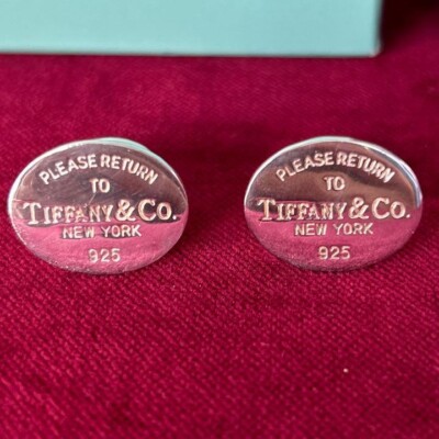 Tiffany & Co OVAL RETURN TO NEW YORK Cufflinks Cuff Links Silver