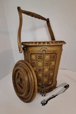 Vintage Mid CenturyOwens Corning Faux Wood Ice Bucket with Lid Barware Retro