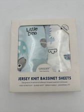 GRSSDER Baby Bedding Jersey Knit Bassinet Sheets 2-Pack Dinosaur Theme