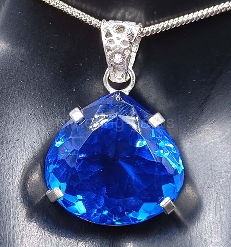 Natural Blue Sapphire 57.65 Ct IGL Pear Cut 925 Solid Pendant Gemstone 5AIT - Picture 6 of 8
