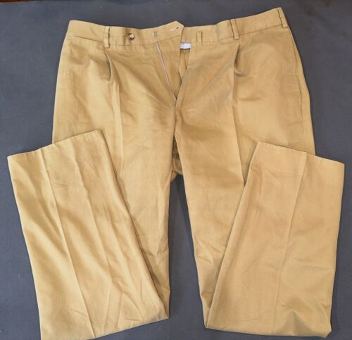 Faconnable Mocha 100% Cotton Khaki Chino Mens Pants Mint Cond 37 x 32.5 - Picture 1 of 7