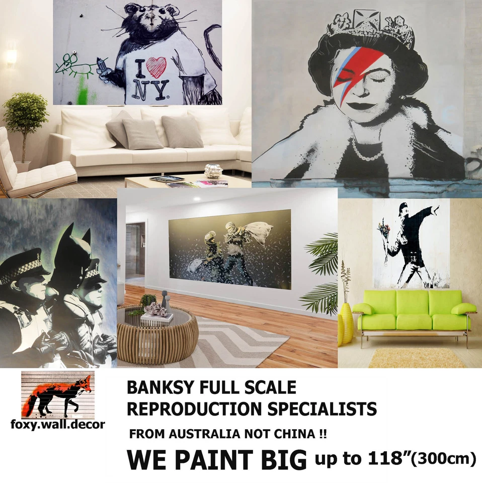 Arte callejero impresión urbana grande elige 6 tamaños lienzo dj burros pintura azul Foto 3 de 3